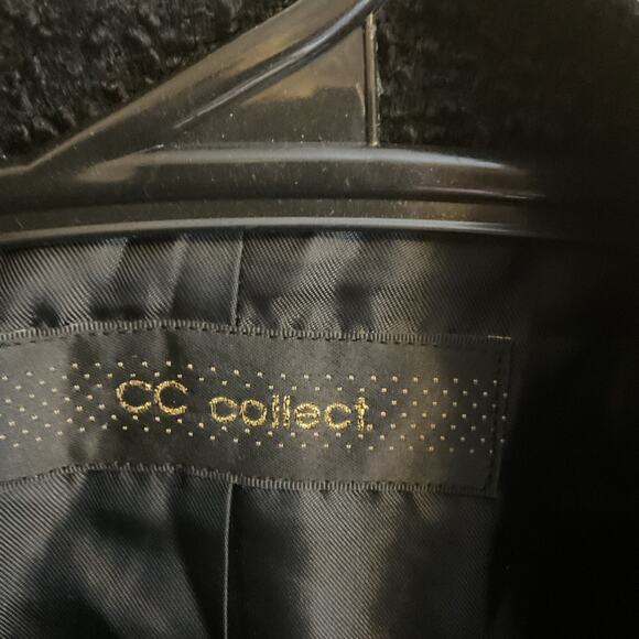 CC COLLECT Women's XS Black Boucle Wool Blazer Jacket Double Brass Buttons Chic - Picture 3 of 15